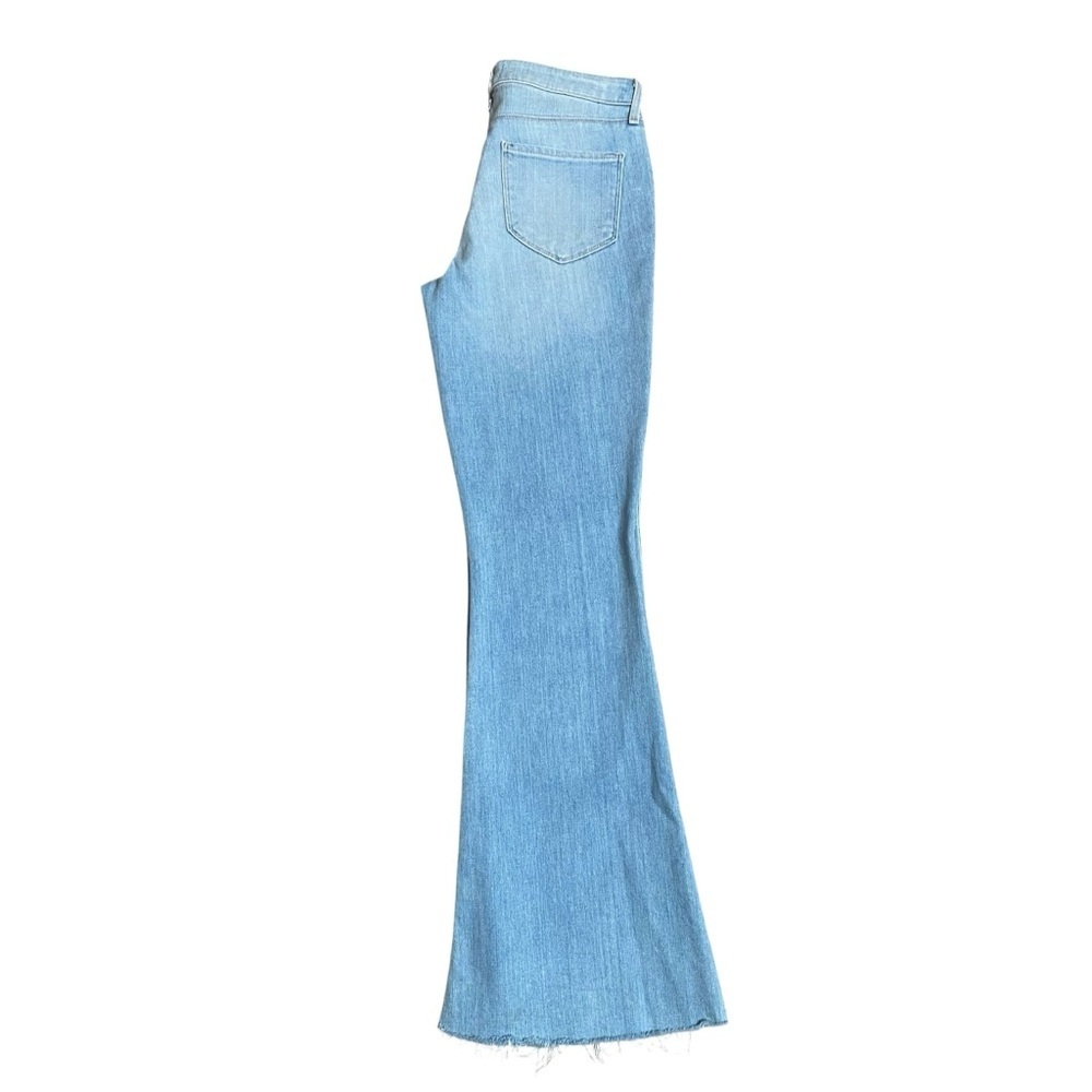 L’AGENCE Sera High Rise Flare Jeans 27 Blue Cloud Light Wash Raw Hem - Picture 8 of 15